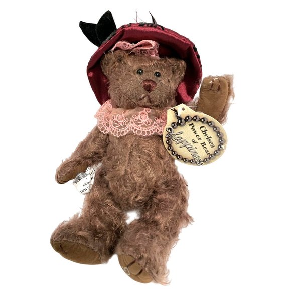 New Chelsea Power of Happiness Bear Pickord Hematite Brass Button Plush Stuffed - Picture 1 of 6
